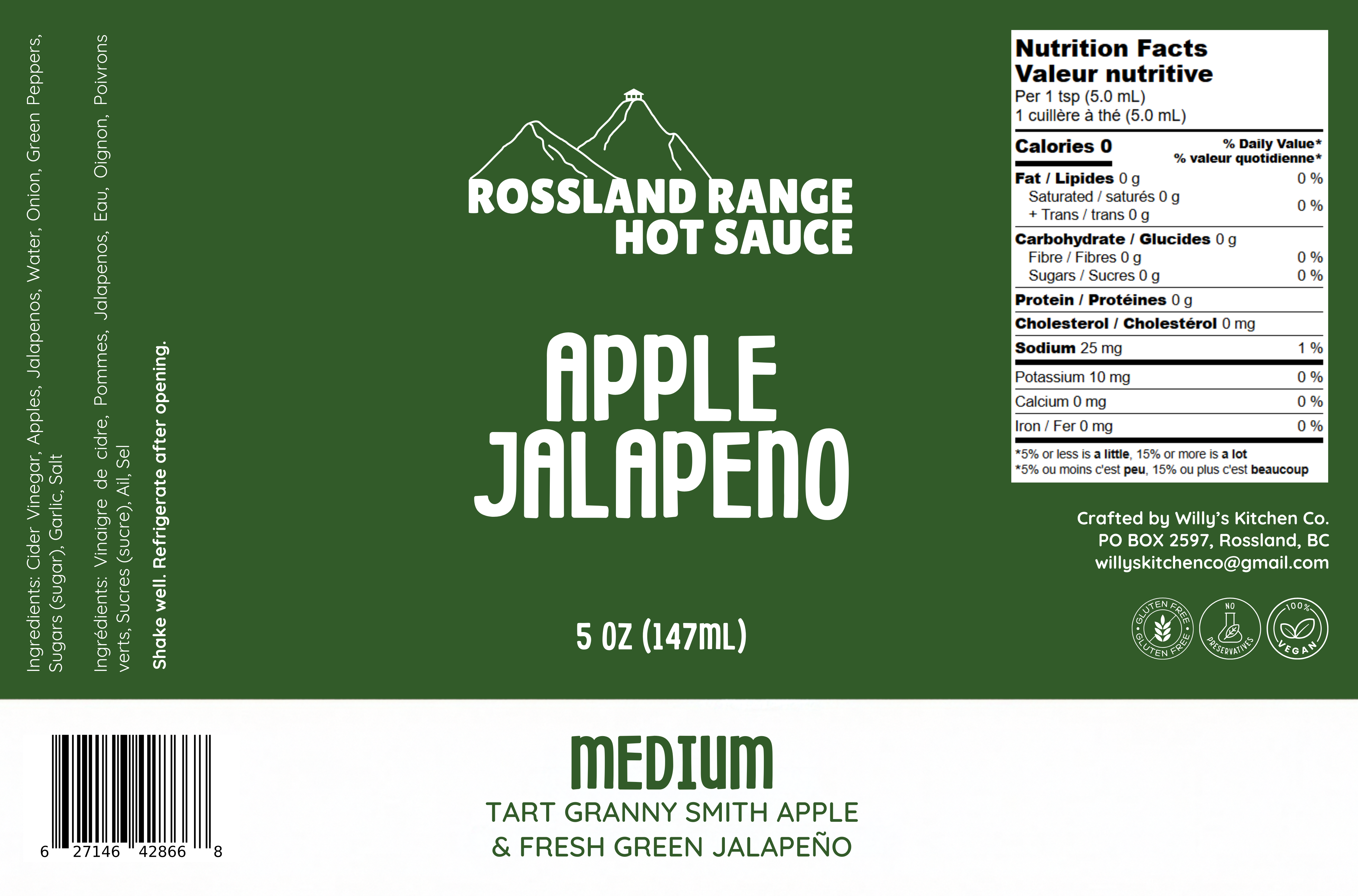 Rossland Range Apple Jalapeño label