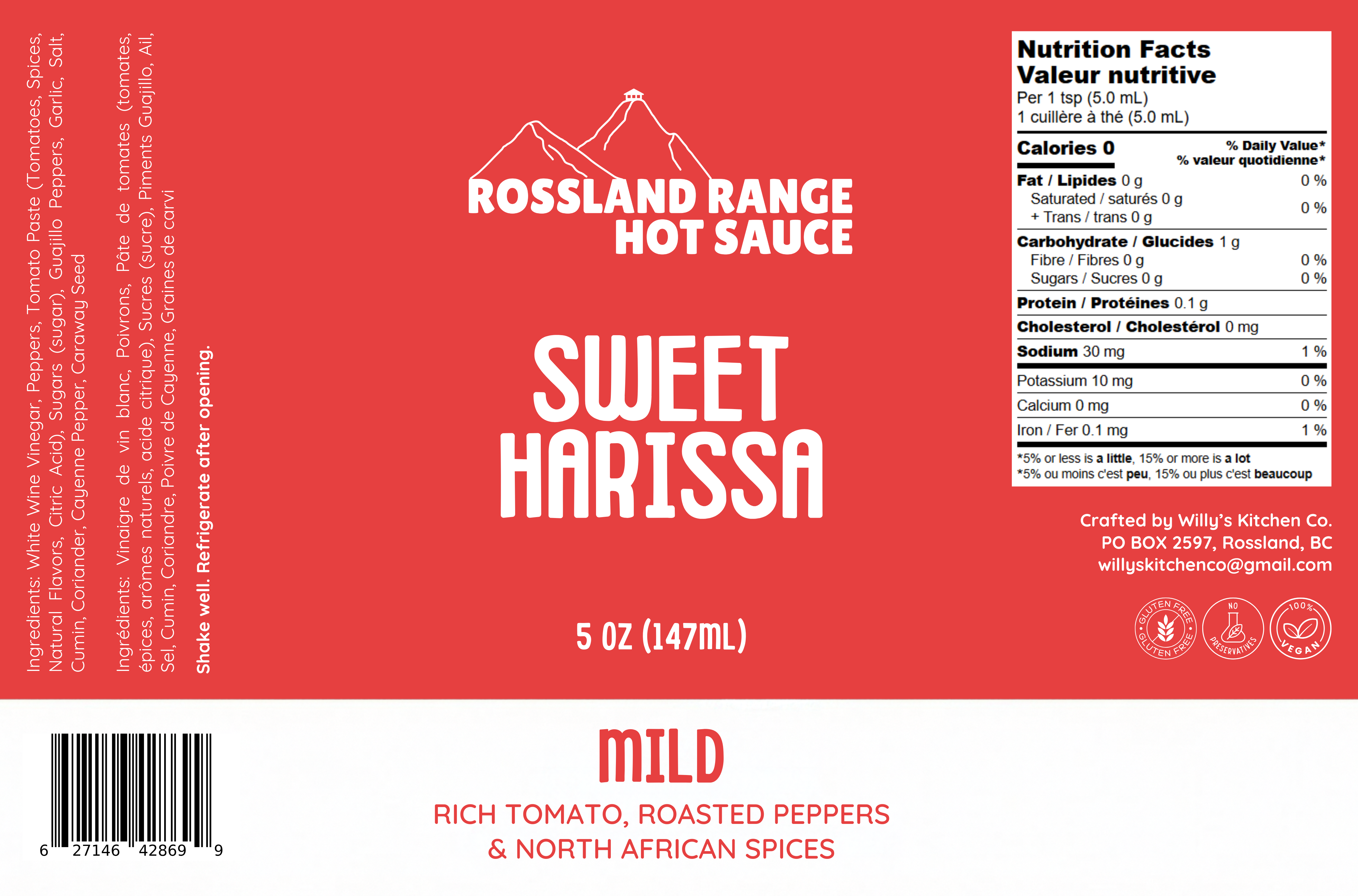 Rossland Range Sweet Harissa label